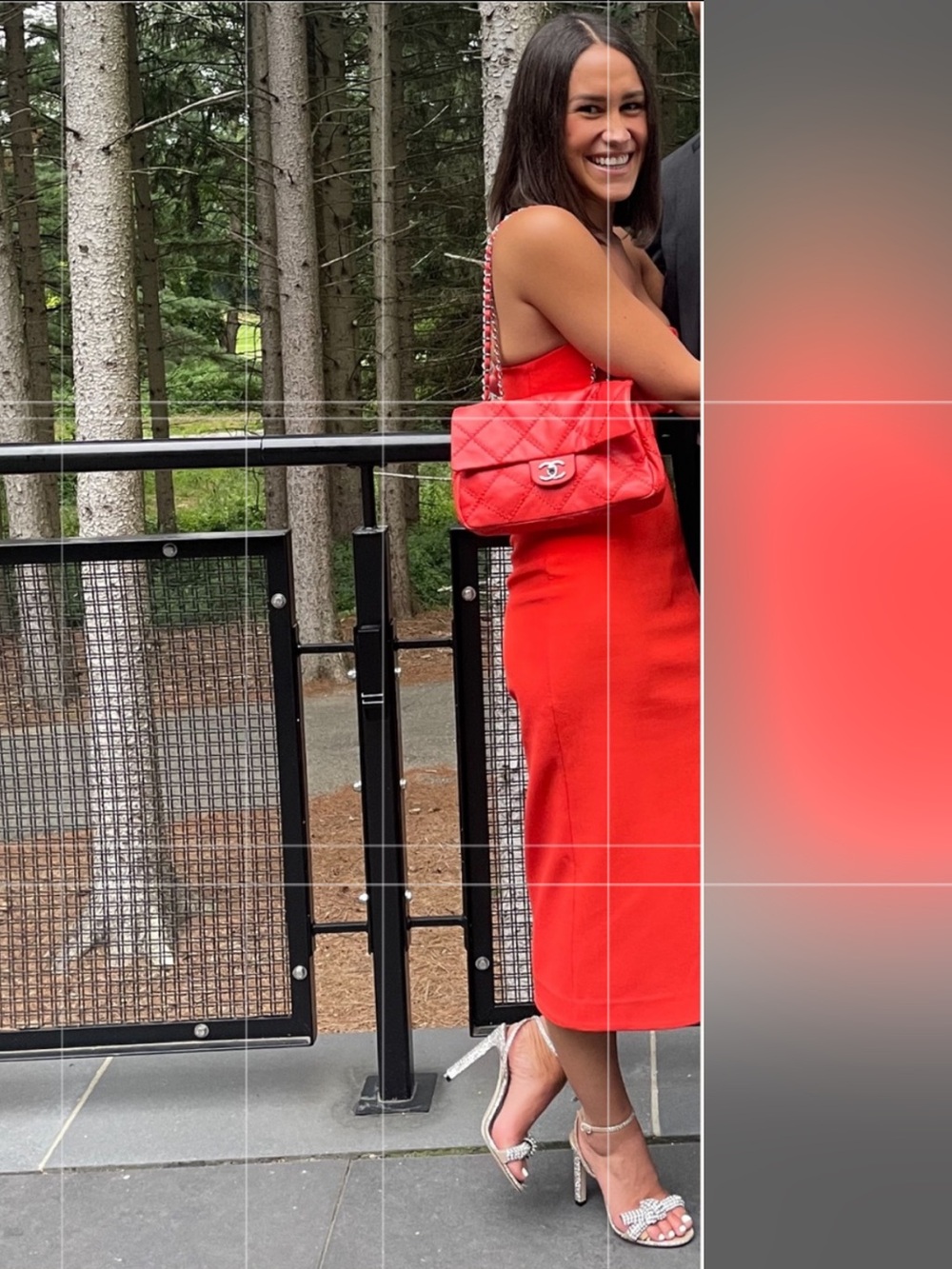 NICHOLAS Orange Coral Red Silk Strapless Cutout Front Slit Cocktail Dress Size 2 - Picture 5 of 15